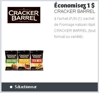 Coupon rabais Websaver sur les fromages Cracker Barrel