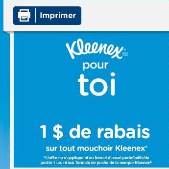 coupon rabais kleenex