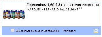 Coupon rabais International Delight