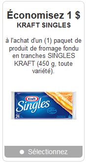 Coupon rabais Singles de Kraft Canada