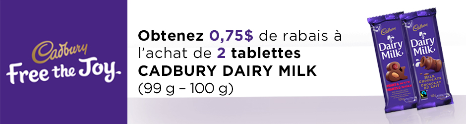 coupon rabais Dairy-Milk 